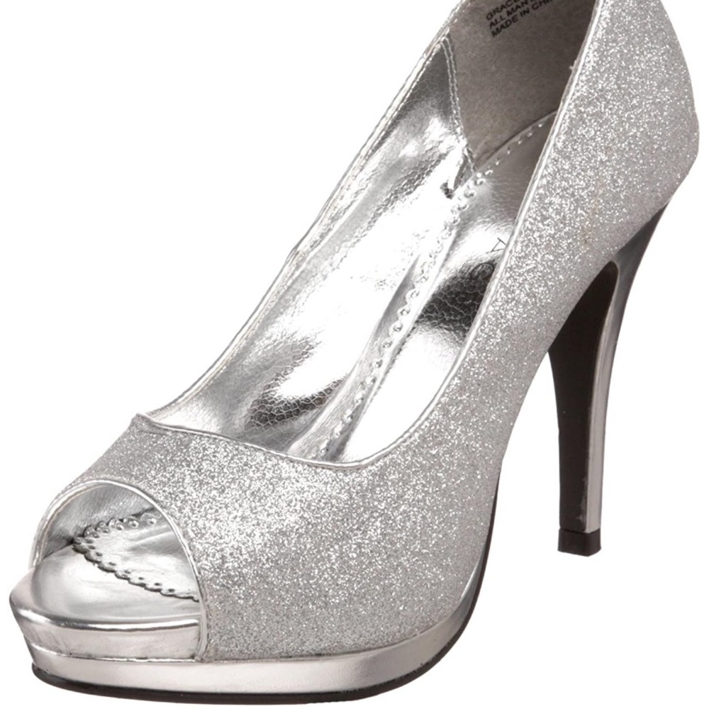 Rampage Glitter Peep Toe Heels ✨